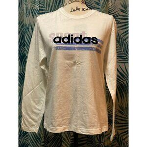 Adidas Women's White Multi Top Size Small T-Shirt Tee Long Sleeve Athletic Shirt
